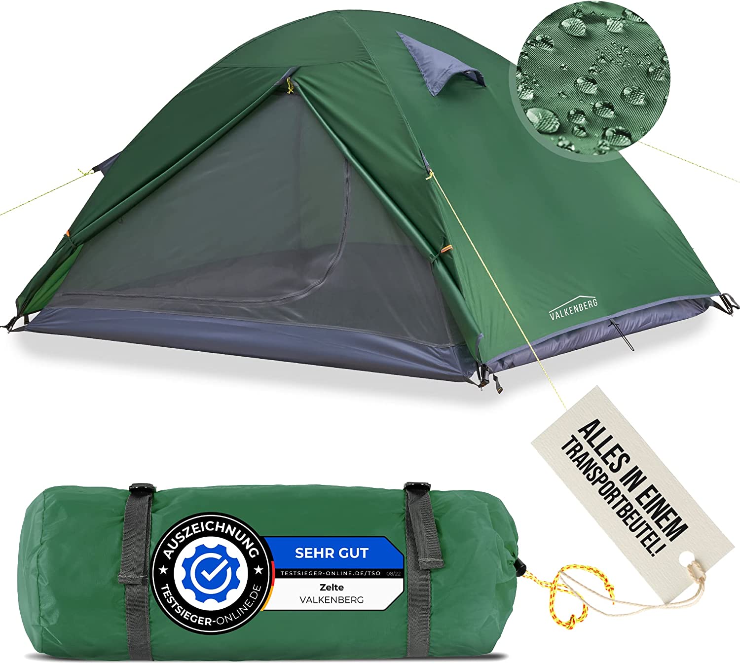VALKENBERG Tent 1-2 Person - Ideal 1-2 Man Tent